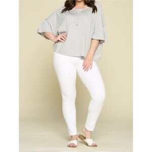 Emerald Light Gray Relaxed Boatneck Short Sleeve Top